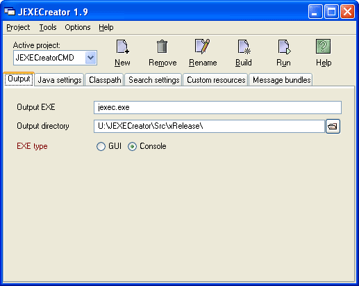 JEXECreator Screenshot